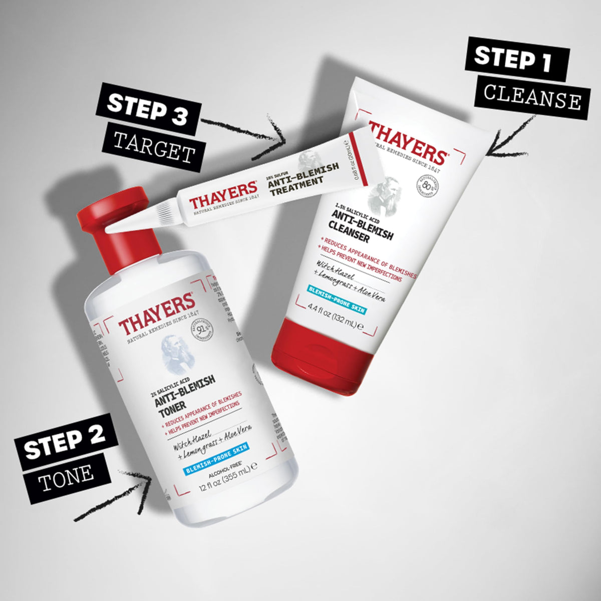 THAYERS dermatologist-tested badge close-up indicating safety reassurance