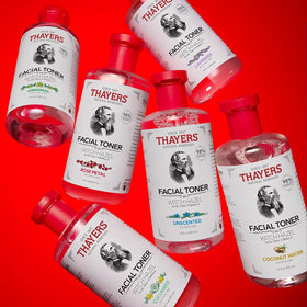 THAYERS lifestyle bathroom shelf showcasing everyday routine