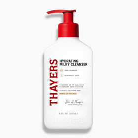 THAYERS front bottle showing milky cleanser and clear labeling for gentle wash