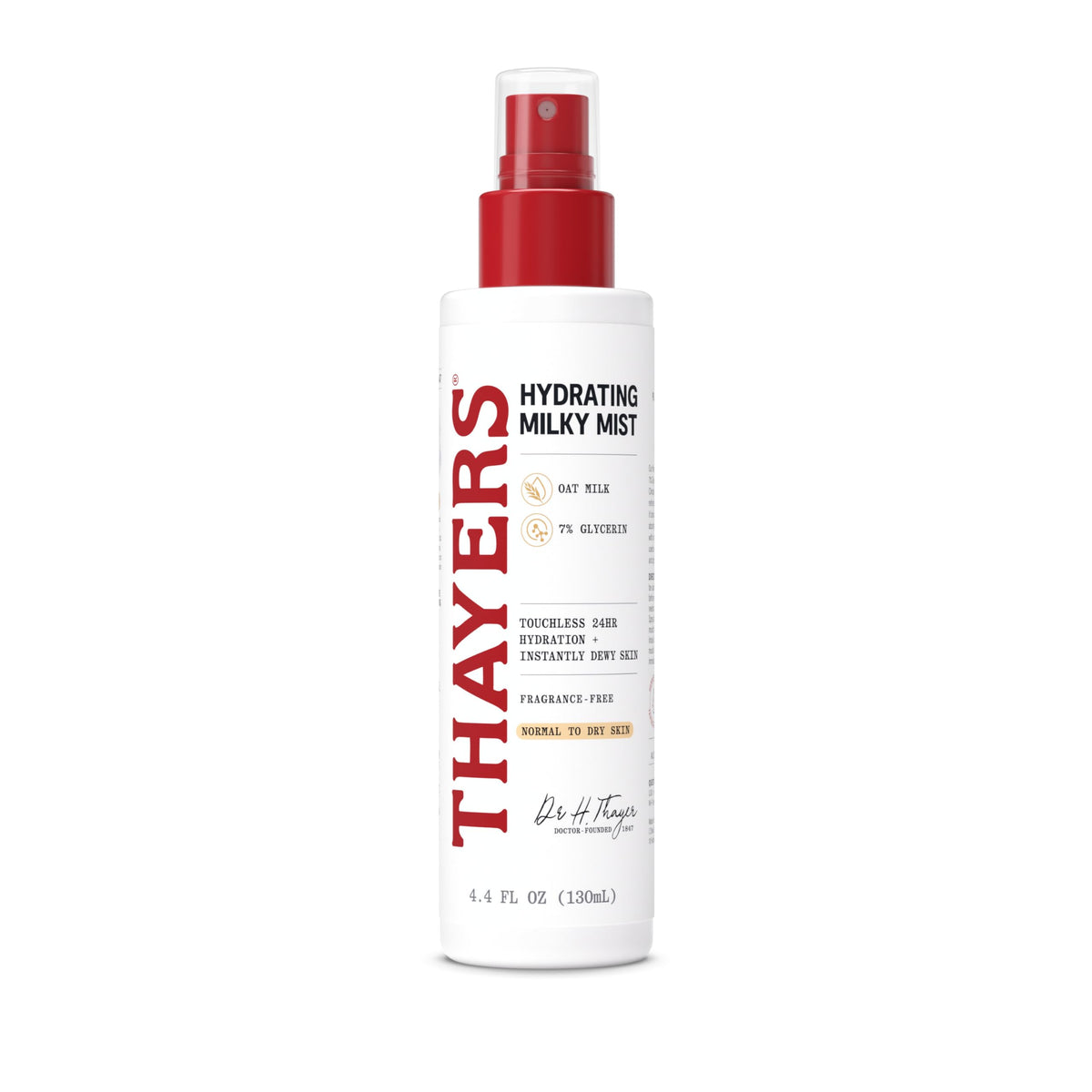 THAYERS front bottle showing milky mist hydration and quick refresh benefit