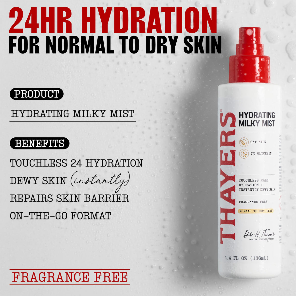THAYERS label close-up highlighting ingredients and gentle, fragrance-free formula benefit