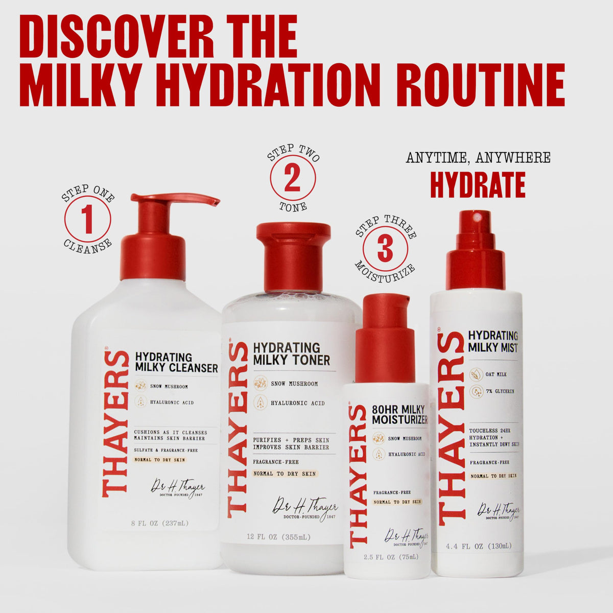 THAYERS oat milk ingredient visual emphasizing soothing, calming skin benefits
