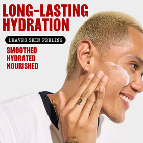 THAYERS model applying moisturizer to face, shows dewy hydrated finish benefit