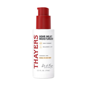 THAYERS bottle front view showing milky moisturizer, clarifies product benefit