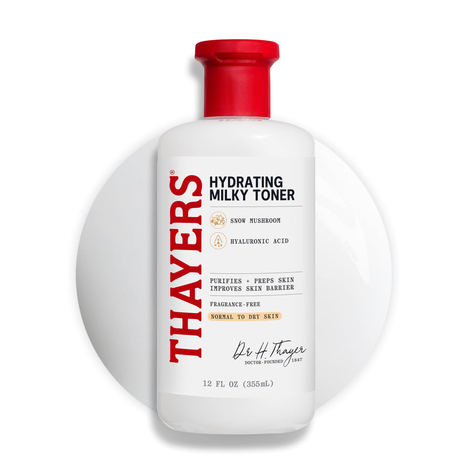 THAYERS milky toner front label showing product identity and benefits
