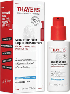 THAYERS front packaging of Soak It Up moisturizer shows label and size, conveying clear benefits
