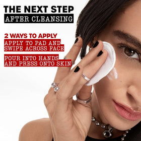 THAYERS milky toner on cotton pad demonstrating gentle impurity removal