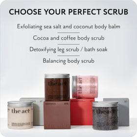 THE ACT jar on bathroom shelf creating a relaxing at-home spa vibe