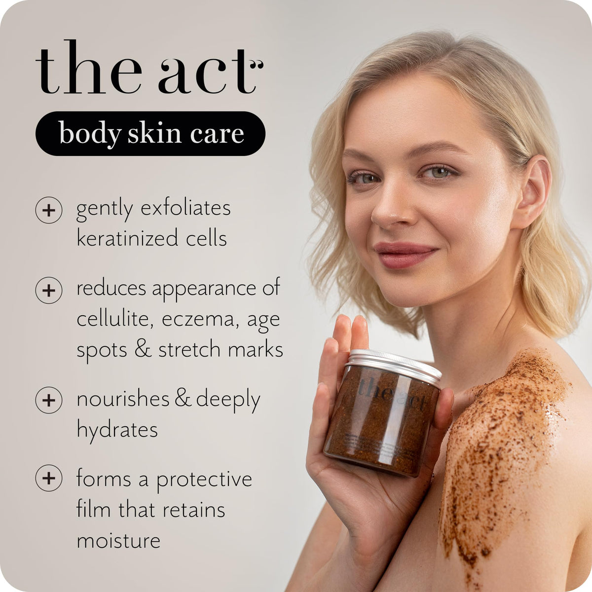 THE ACT scrub being scooped in hand for easy application benefit