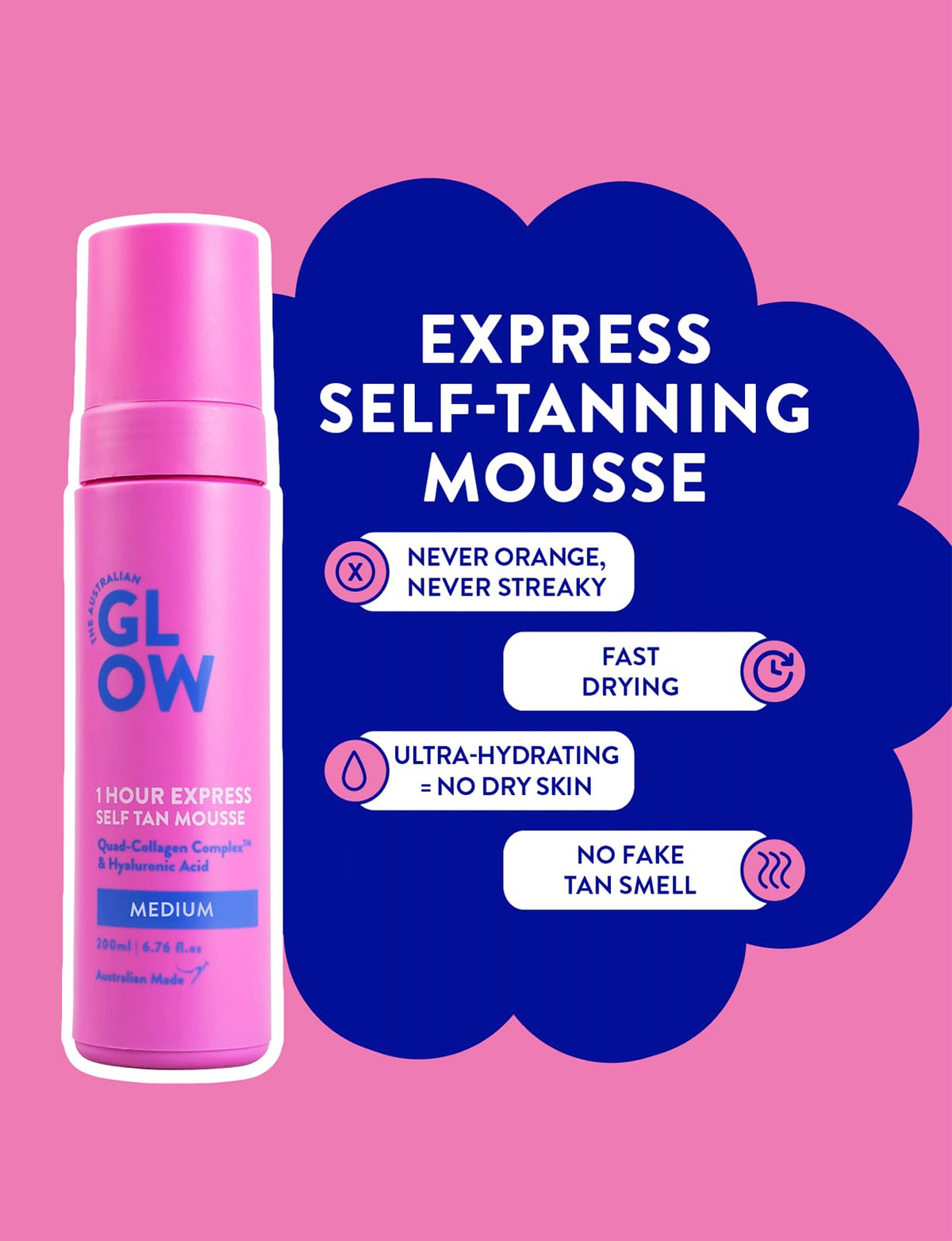 THE AUSTRALIAN GLOW mousse texture close-up highlighting lightweight blendability