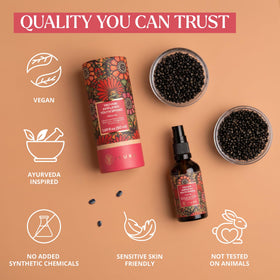 The Ayurveda Experience Yauvari 50ml bottle next to a coin showing true size and travel-friendliness