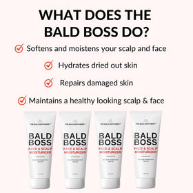 the bald brothers matte finish close-up scalp showing a non-greasy result and natural-looking skin