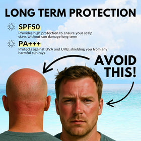Lifestyle shot with The Bald Brothers, hat, sunglasses showing outdoor protection