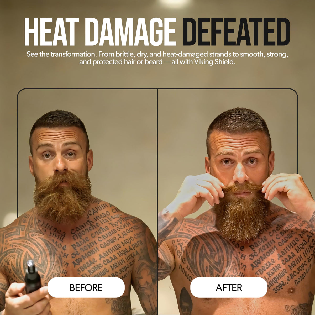 The Beard Struggle bottle next to Carbon X straightener suggesting tool pairing