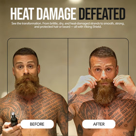 The Beard Struggle bottle next to Carbon X straightener suggesting tool pairing
