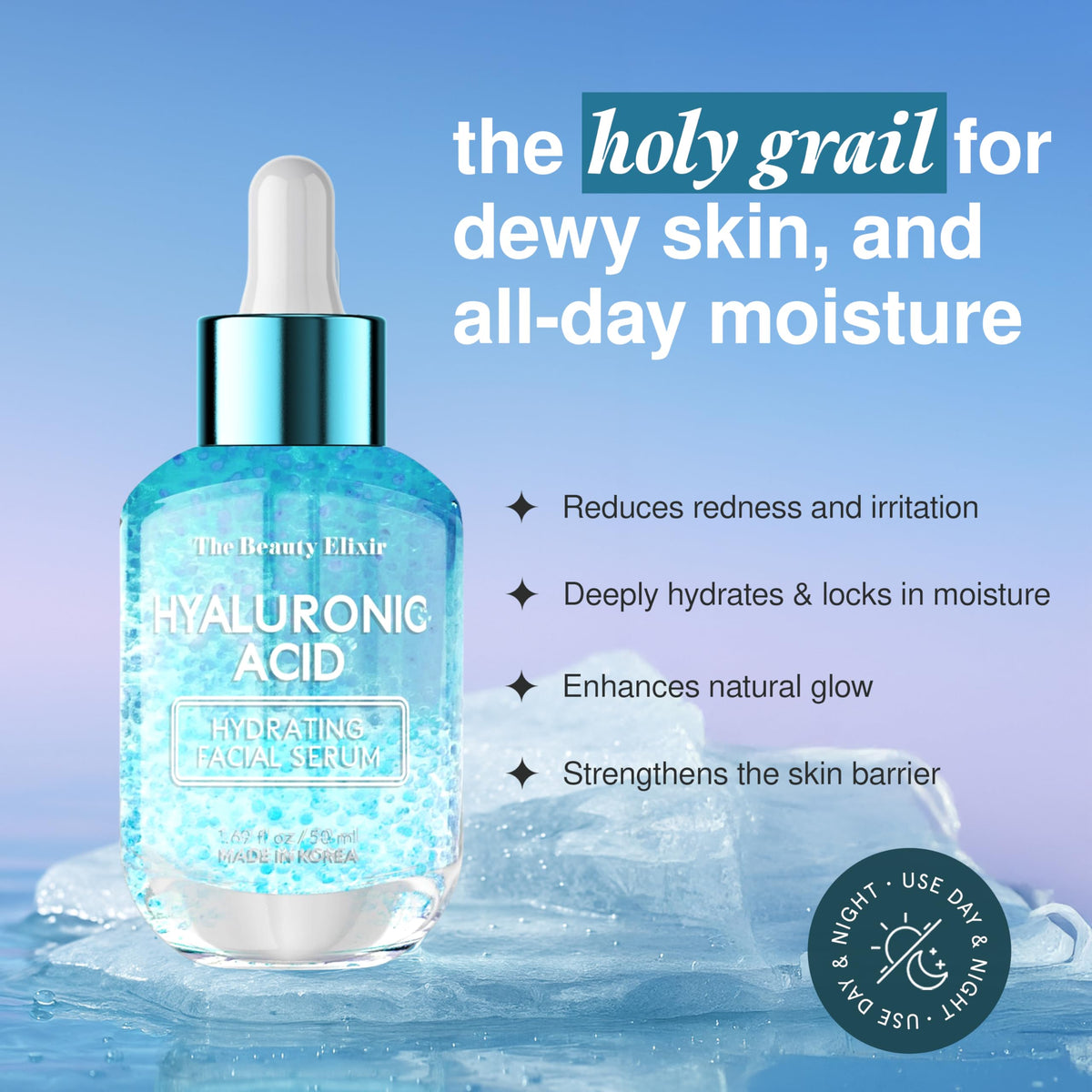 The Beauty Elixir pipette dispensing clear serum highlighting lightweight texture