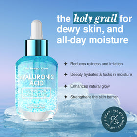 The Beauty Elixir pipette dispensing clear serum highlighting lightweight texture