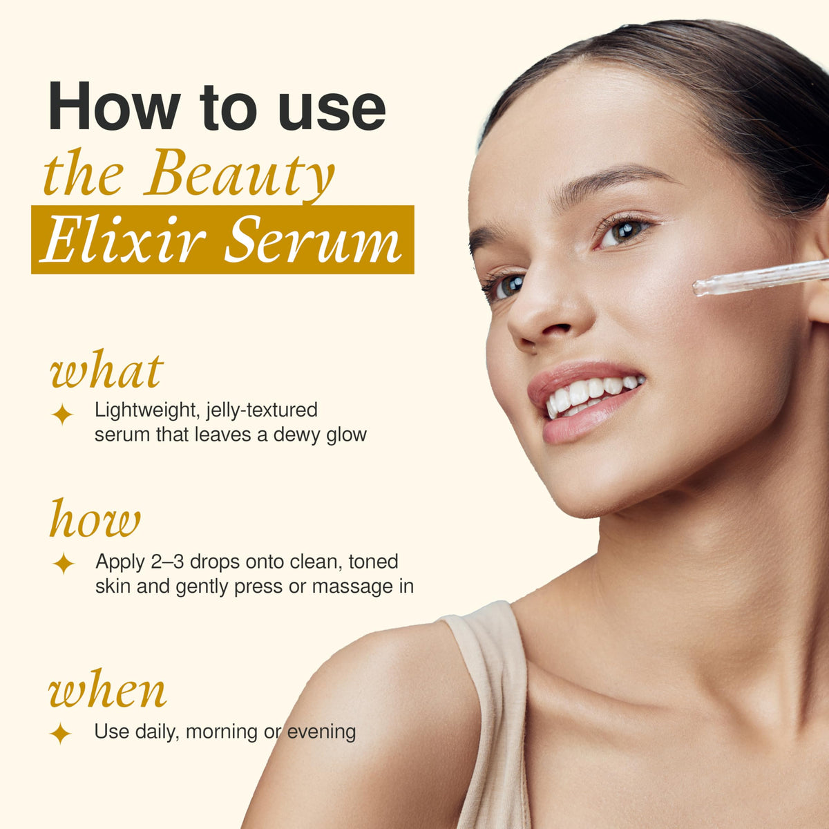 The Beauty Elixir closeup of 24K gold particles boosting luminous skin benefit