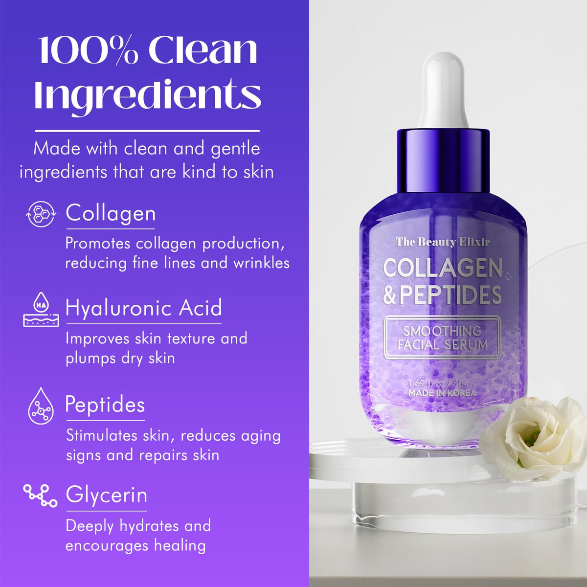 The Beauty Elixir bottle staged on a vanity conveying everyday routine benefit
