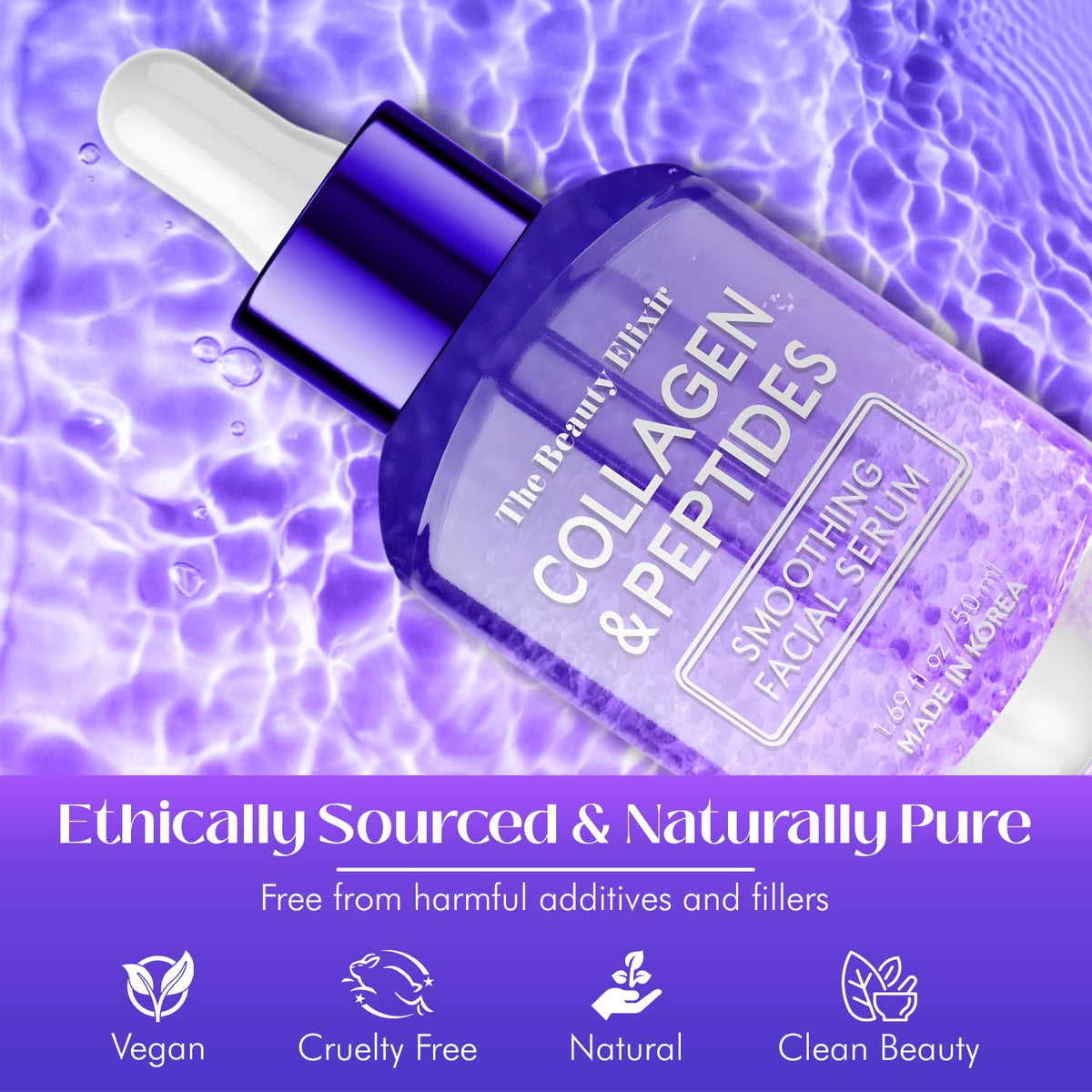 Clear ingredient label on The Beauty Elixir highlighting clean, vegan formulation