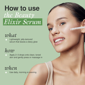 The Beauty Elixir pump dispensing one drop for controlled application benefit