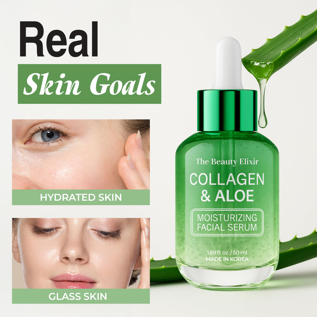 The Beauty Elixir bottle beside travel items showing portable, travel-friendly benefit