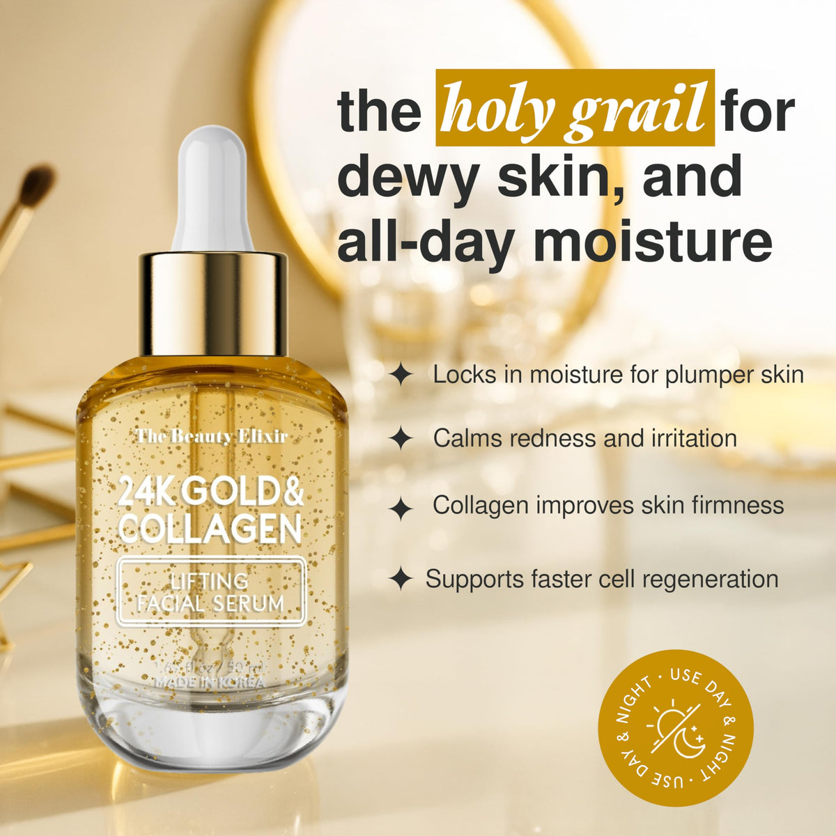 The Beauty Elixir serum droplet texture showing lightweight hydration benefit