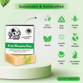 The Black Stuff rich soapsuds on hands demonstrating creamy lather and cleansing