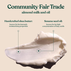 Applying The Body Shop Almond Milk Body Butter on forearm demonstrating fast absorption and non-greasy finish