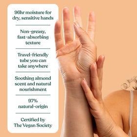 The Body Shop applying balm to knuckles showing targeted soothing and softening benefit