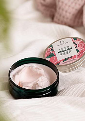 The Body Shop British Rose ingredient label highlighting natural origin and fair trade
