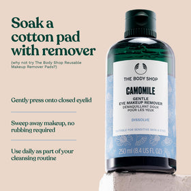 The Body Shop chamomile remover placed in bathroom setting conveying calming routine