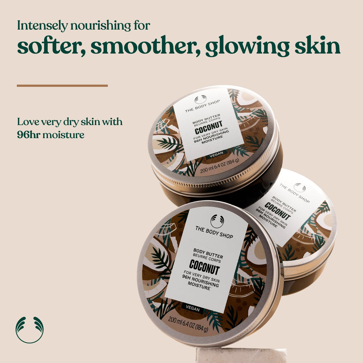 The Body Shop coconut body butter open lid texture creamy spread for rich hydration