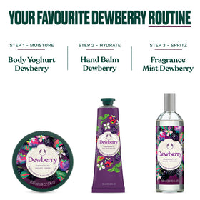 The Body Shop dewberry next to a 250 ml scale prop showing true size benefit