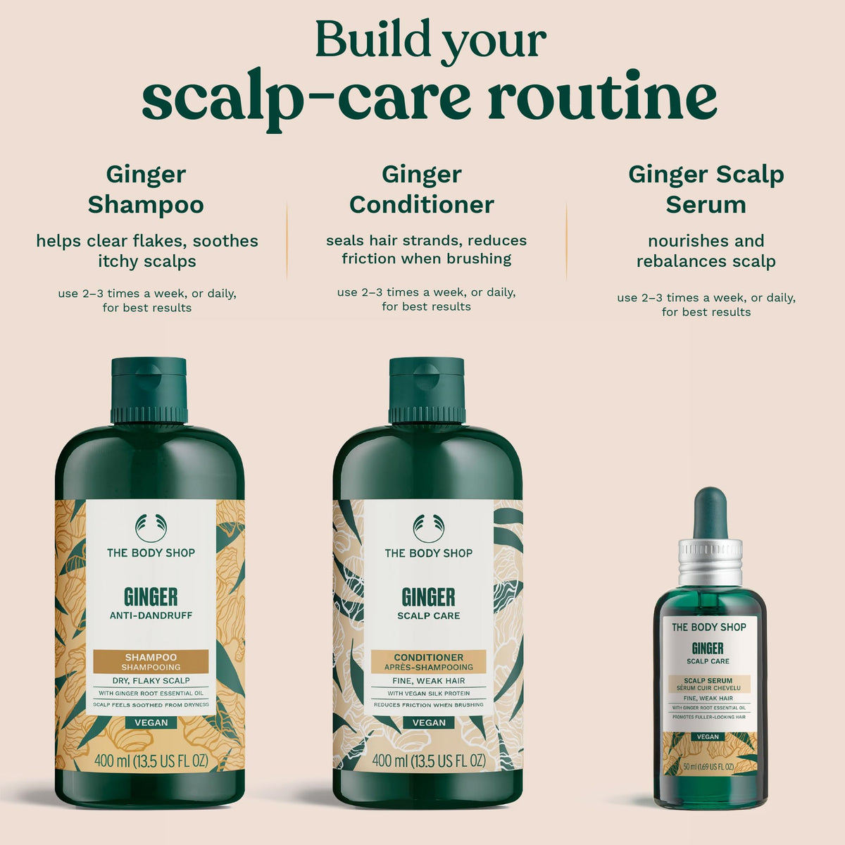 The Body Shop shampoo being applied in shower demonstrating soothing action