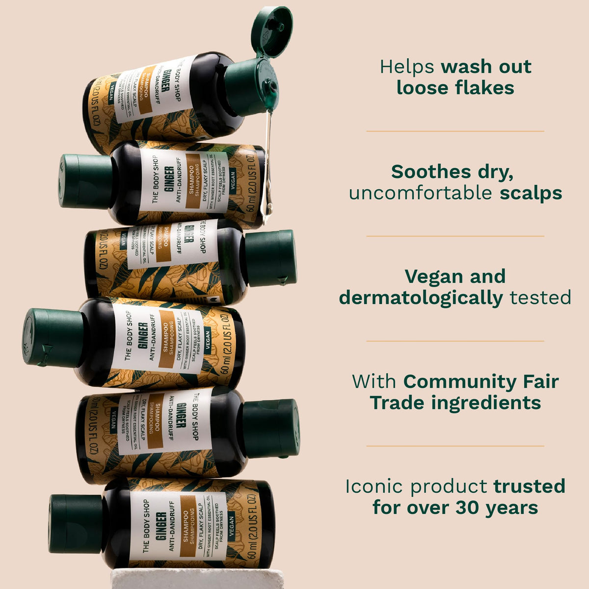 The Body Shop ginger root and bark ingredients staged to highlight botanical sourcing
