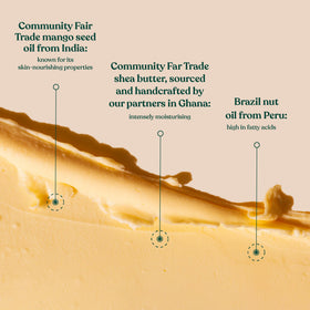 The Body Shop mango body butter open lid showing butter consistency and nourishing oils