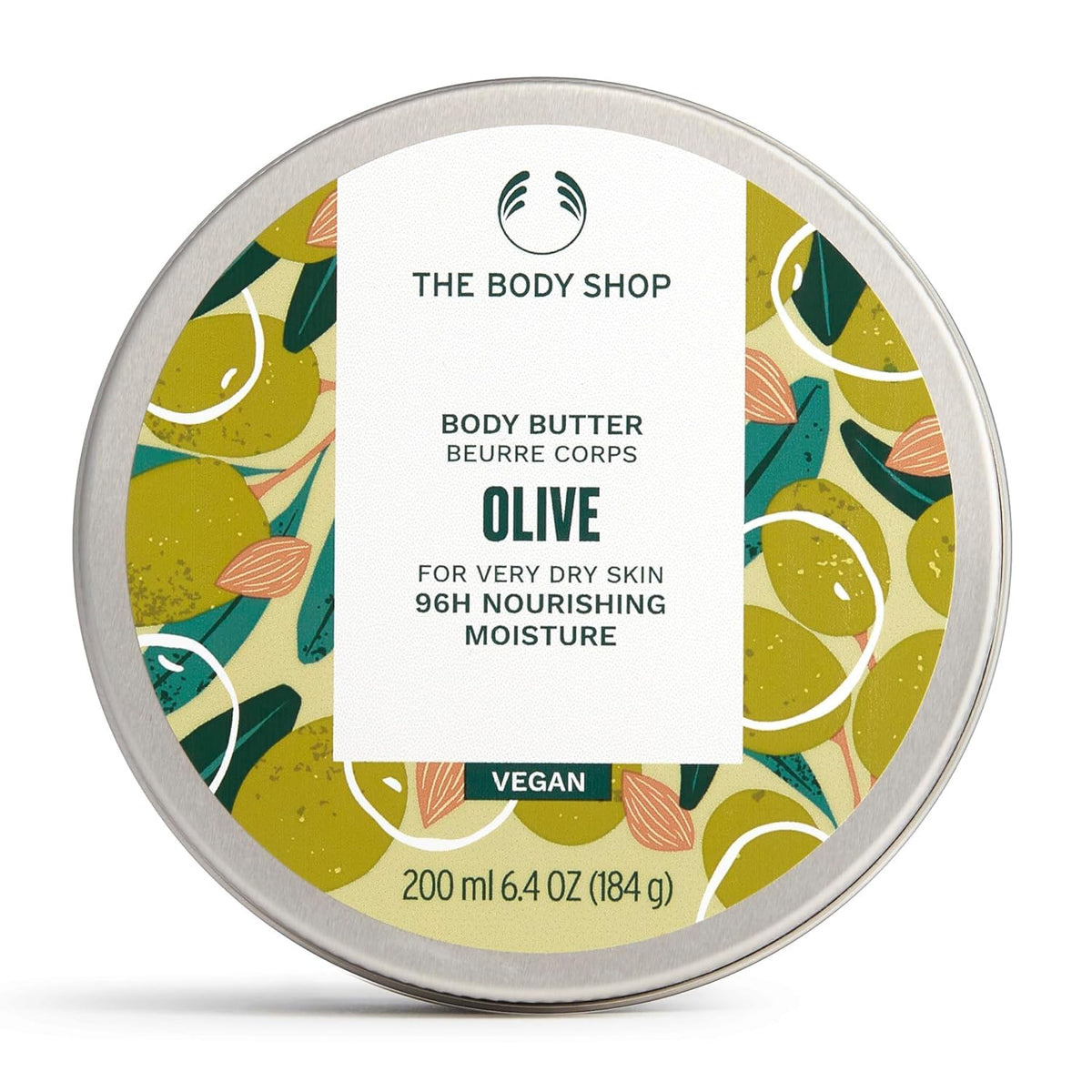 The Body Shop Olive Body Butter front jar showing product branding and size