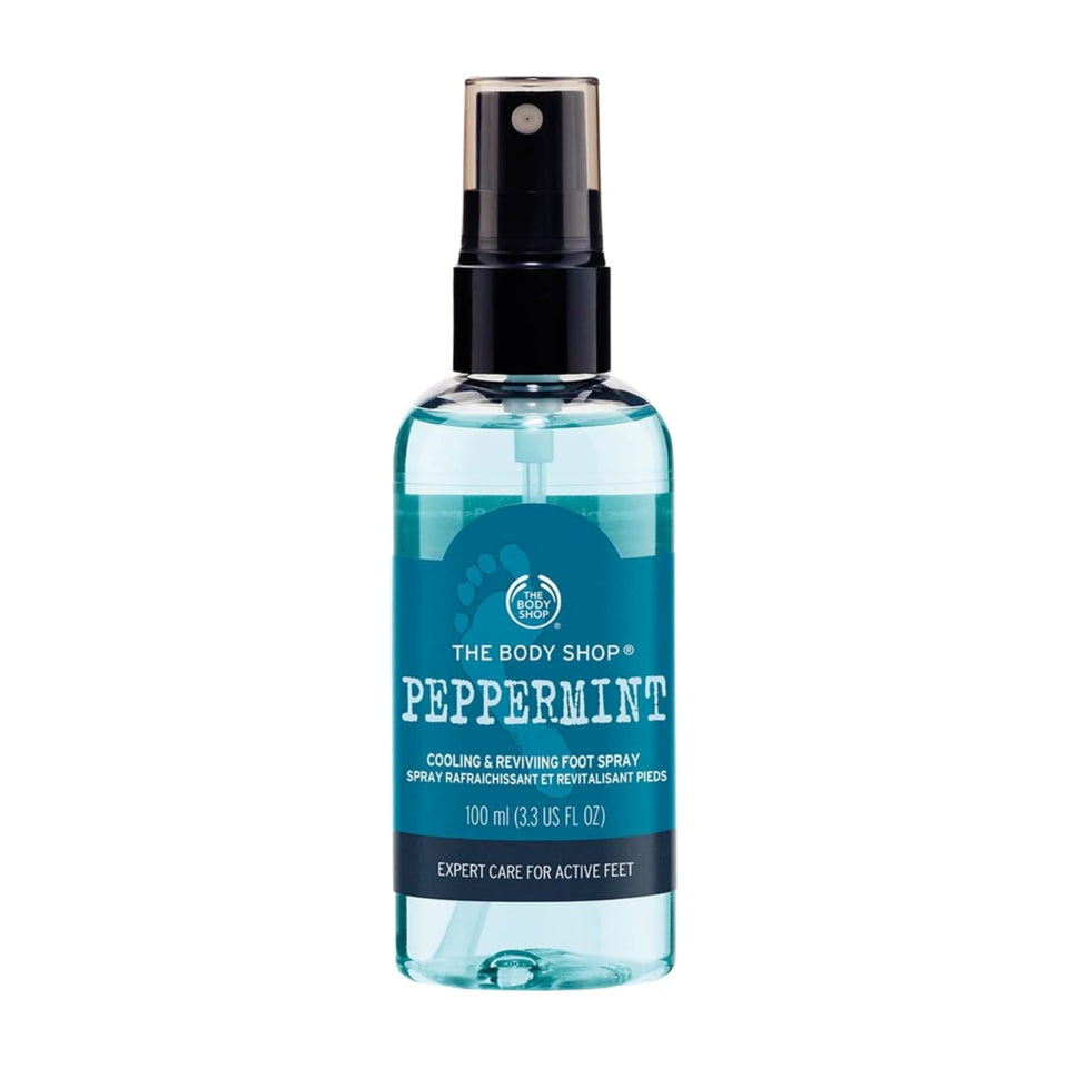 The Body Shop foot spray front packaging showing bottle and label, quick refresh