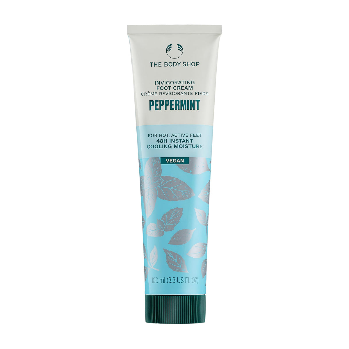 The Body Shop peppermint front packaging showing cooling foot cream benefits