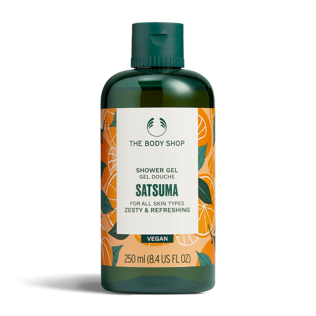 The Body Shop Satsuma front packaging shows brand and citrus benefits