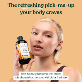 The Body Shop pouring gel onto hand to show consistency and easy application