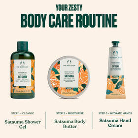 The Body Shop bottle next to a hand for scale highlighting the 25.3 fl oz size