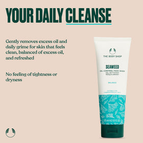 Close-up gel texture of The Body Shop seaweed cleanser highlighting smooth application benefit
