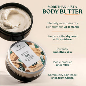 Shea butter and babassu oil ingredients beside jar showing natural origin and nourishing benefit