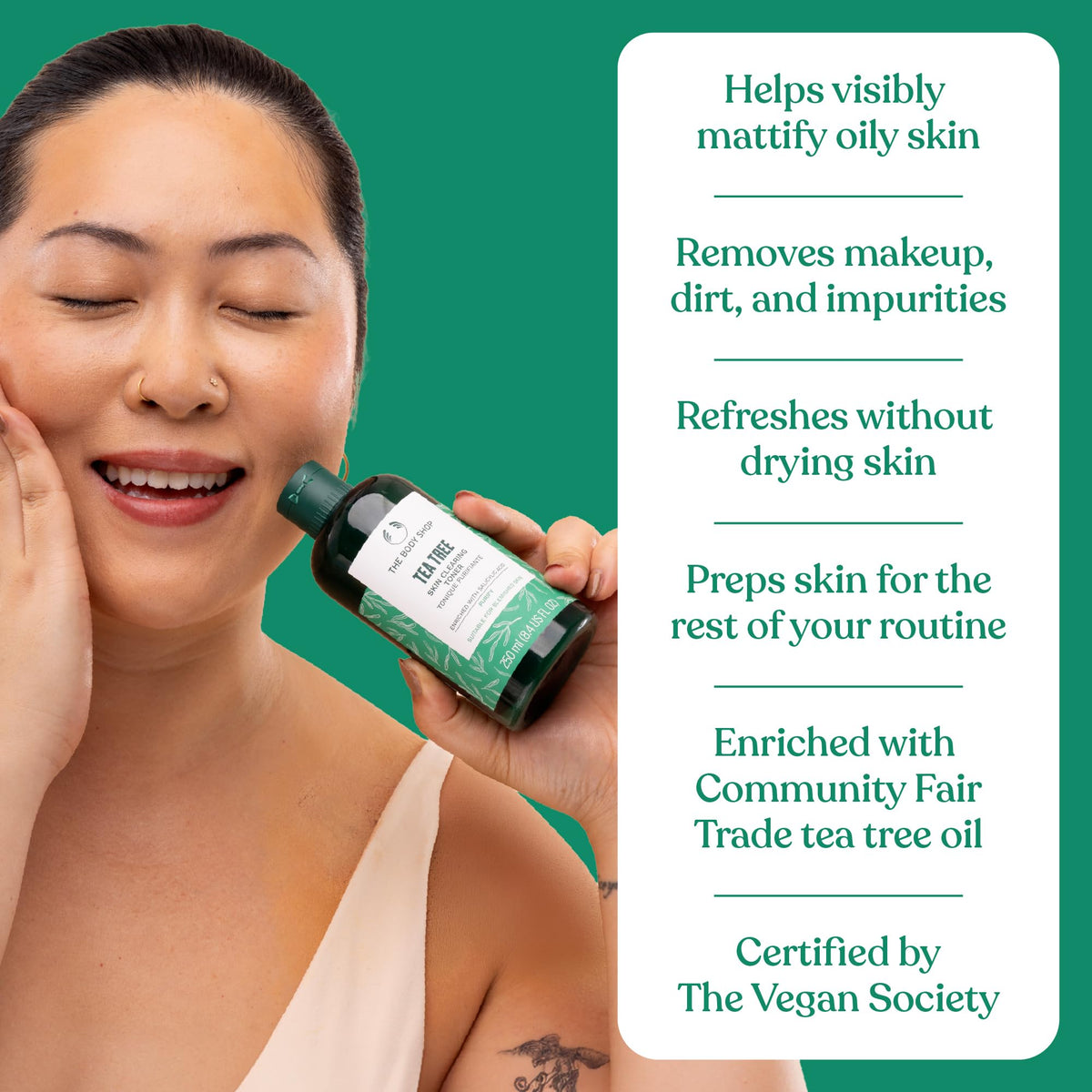 The Body Shop bottle beside everyday objects to show 250 ml size