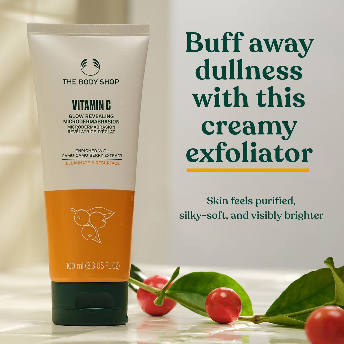 The Body Shop close-up of scrub texture revealing fine exfoliating particles