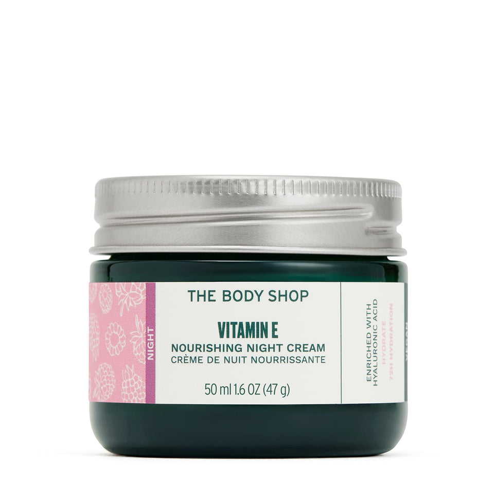 The Body Shop jar front view showing product benefits and packaging