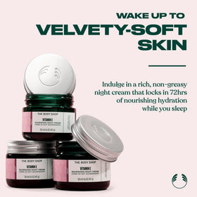 Close-up of The Body Shop cream texture showing smooth hydration