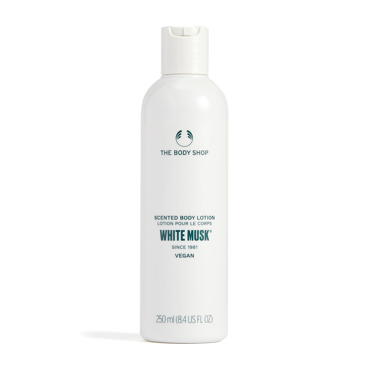 The Body Shop front bottle showing product and scent benefits